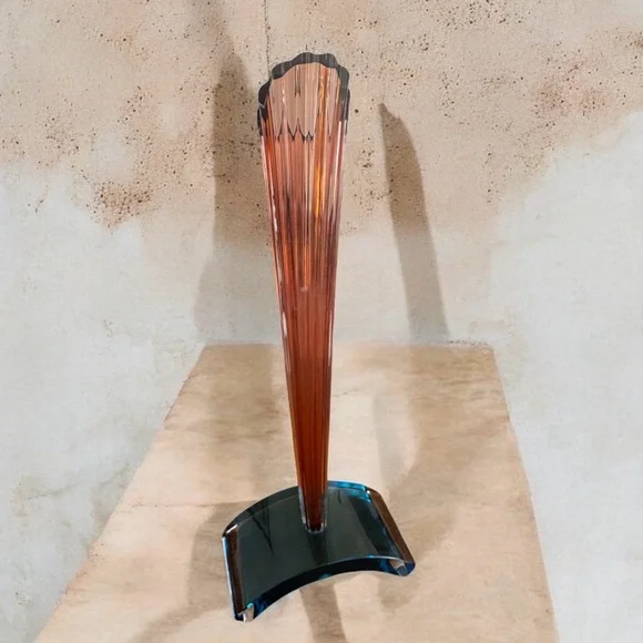 Rare Vintage Richard Silver Signed 1997 Hand-blown Glassworks Sculpture Vase